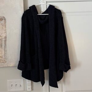 Free People Charcoal Textured Oversized Cardigan